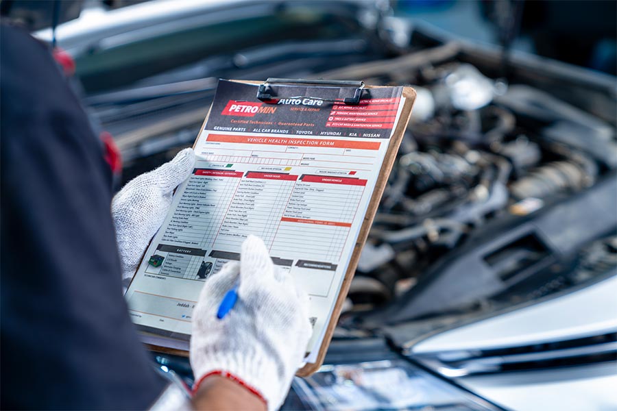 car inspection with a checklist